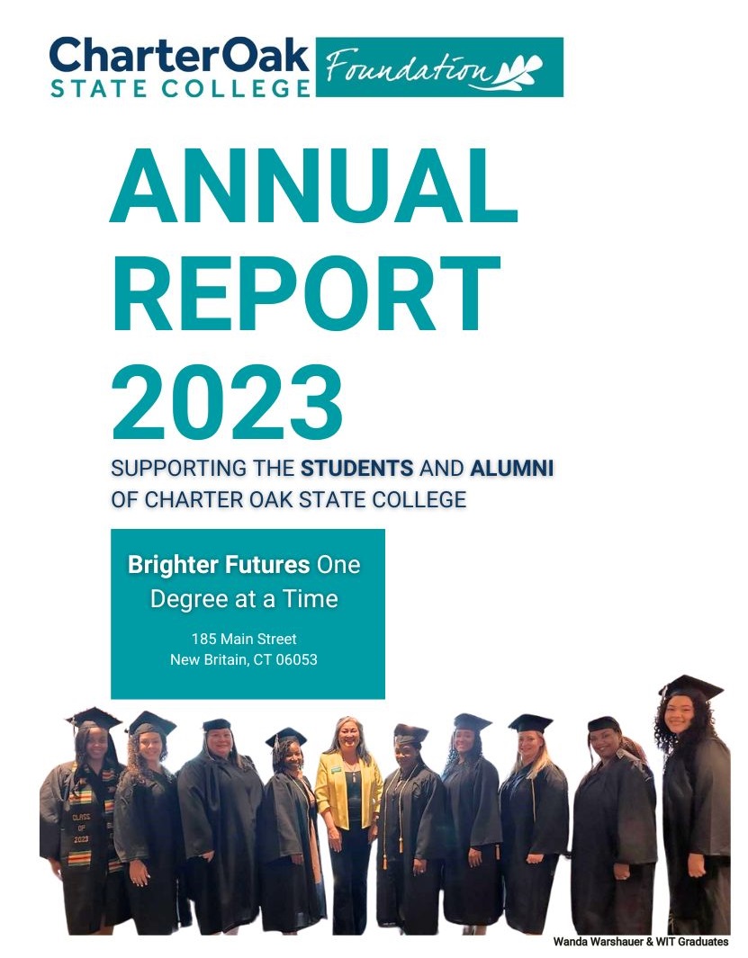 2023 Annual Report Cover, Charter Oak State College Foundation